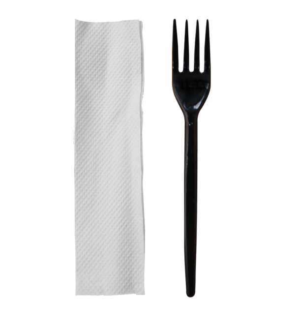 SET NEGRO SERVILLETA/TENEDOR